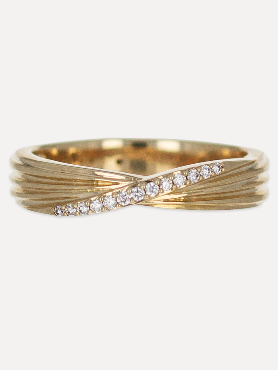 14K Fine Line Crossover Diamond Band