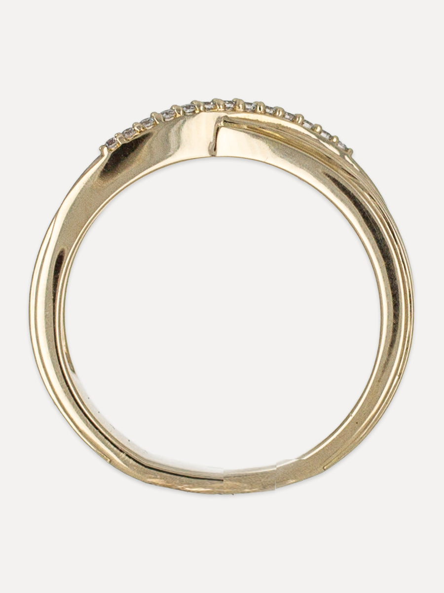 14K Fine Line Crossover Diamond Band