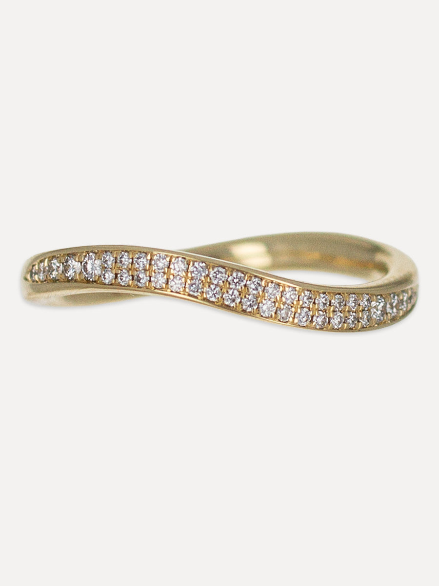 14K Curved Wave Pavé Diamond Band