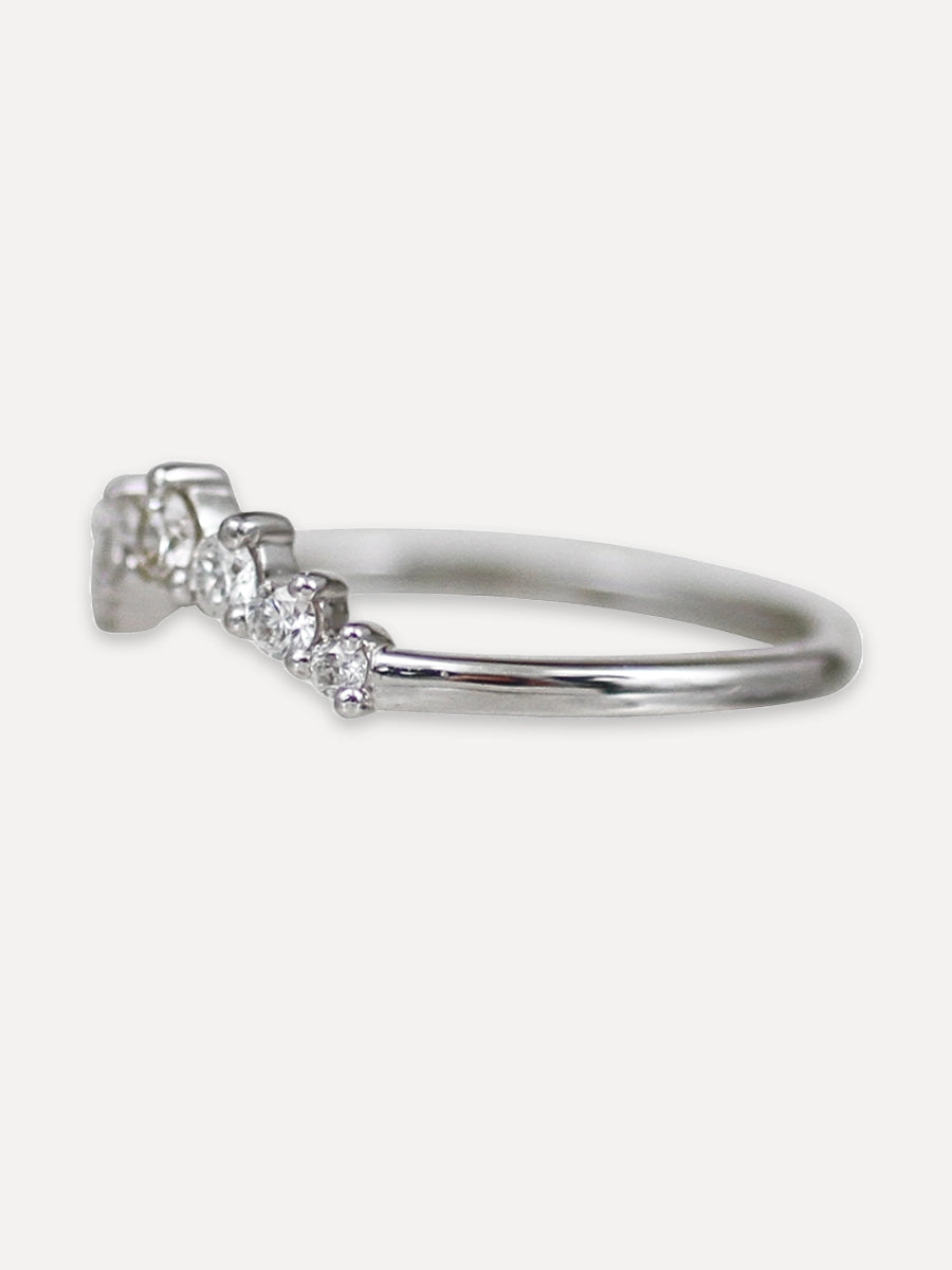 14K Diamond Crown Contour Band