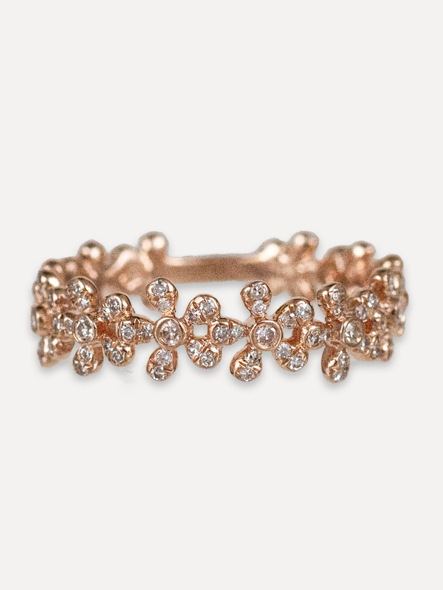 14K Diamond Daisy Chain Ring