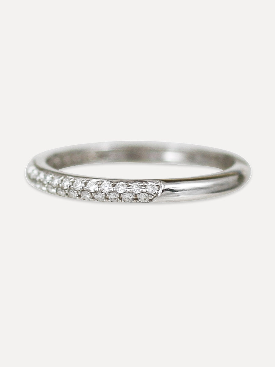 14K Diamond Double Row Partway Band