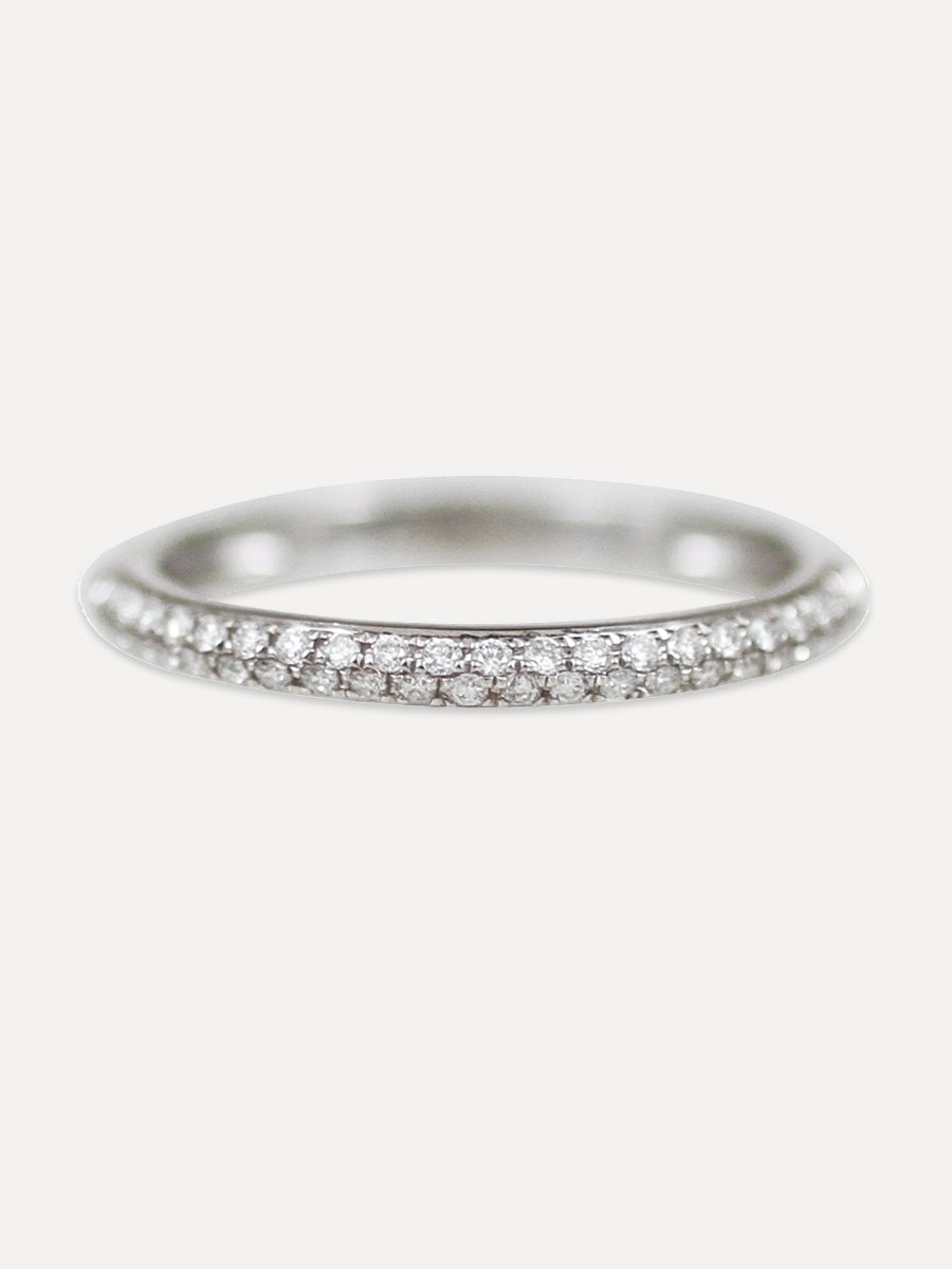 14K Diamond Double Row Partway Band