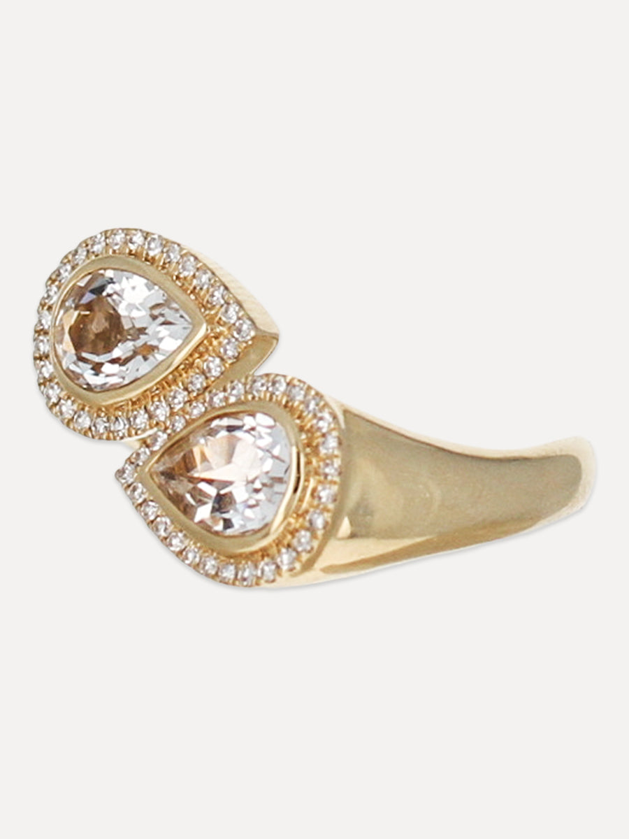 14k Moi Et Toi Diamond And Topaz Ring