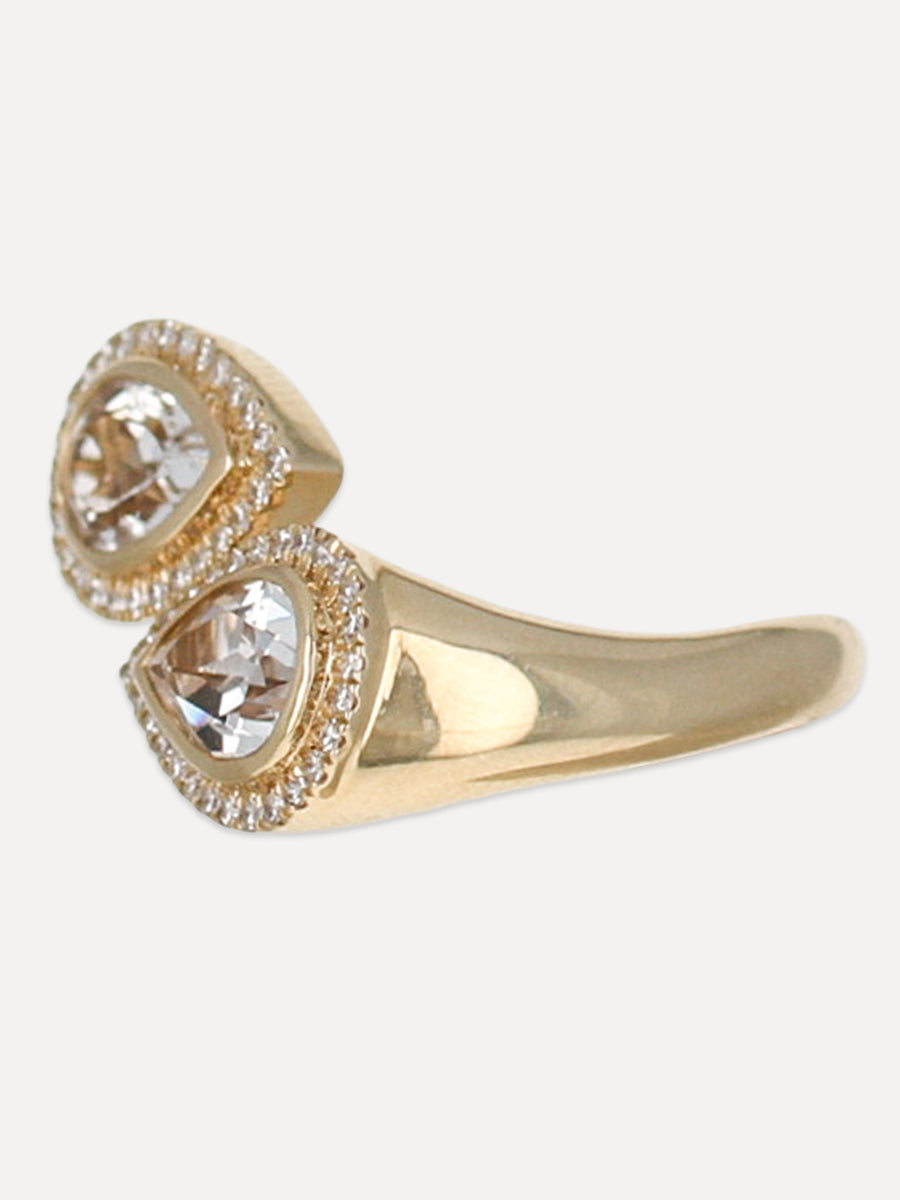 14k Moi Et Toi Diamond And Topaz Ring