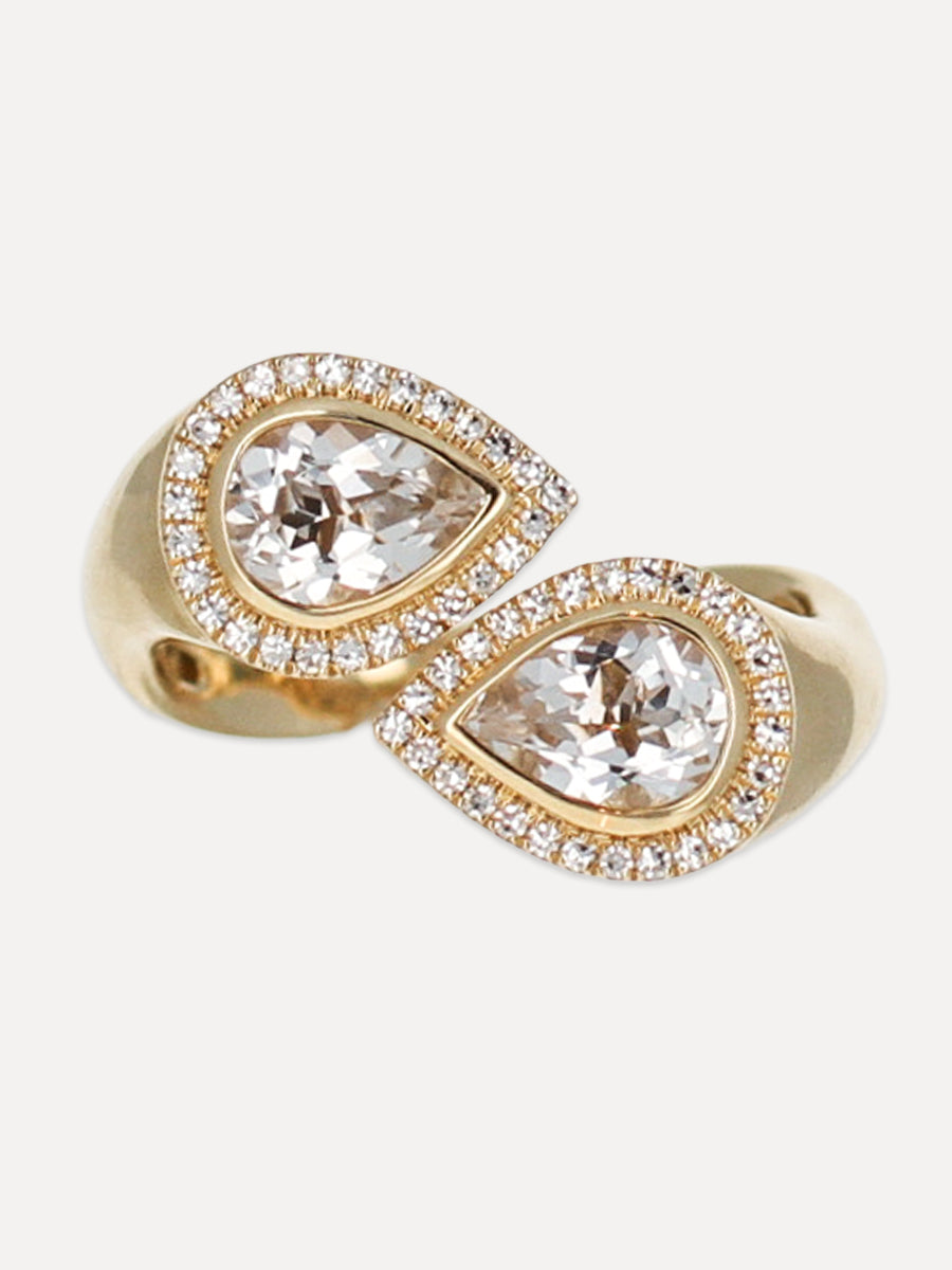 14k Moi Et Toi Diamond And Topaz Ring