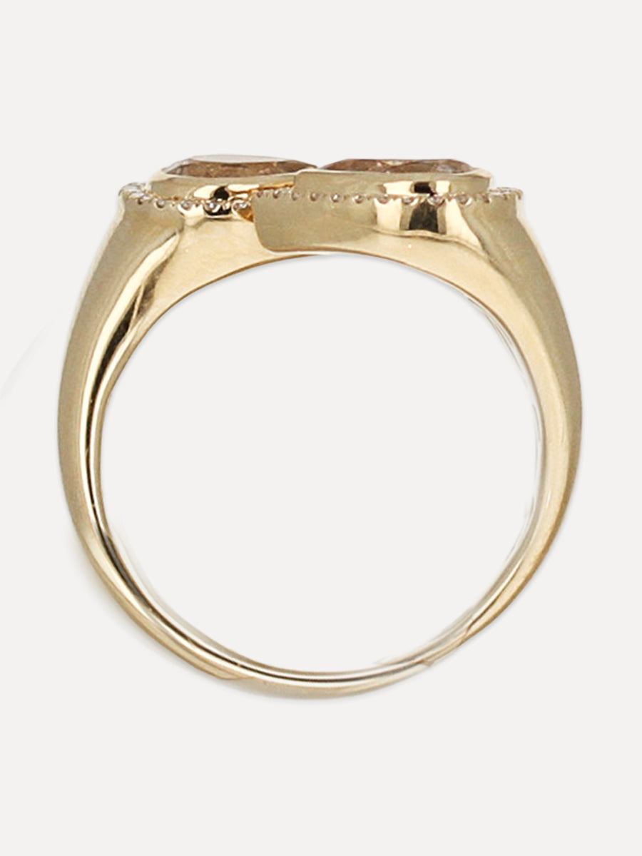 14k Moi Et Toi Diamond And Topaz Ring