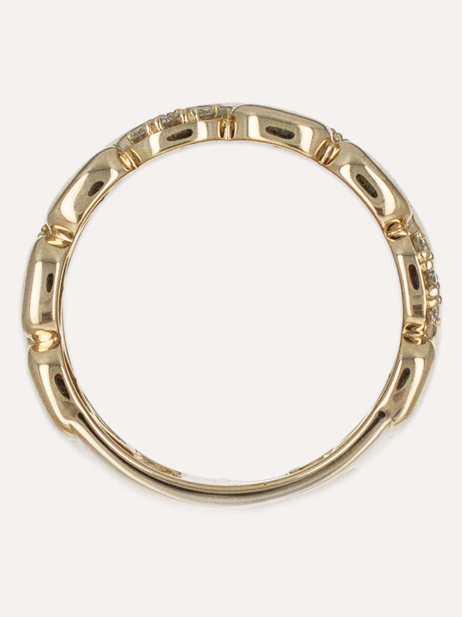 14K Honeycomb Shell Diamond Cigar Band