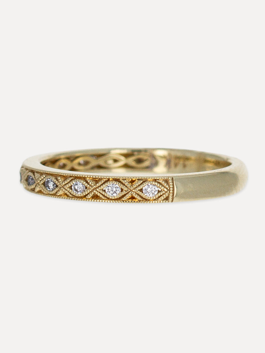 14K Vintage Texture Stackable Band