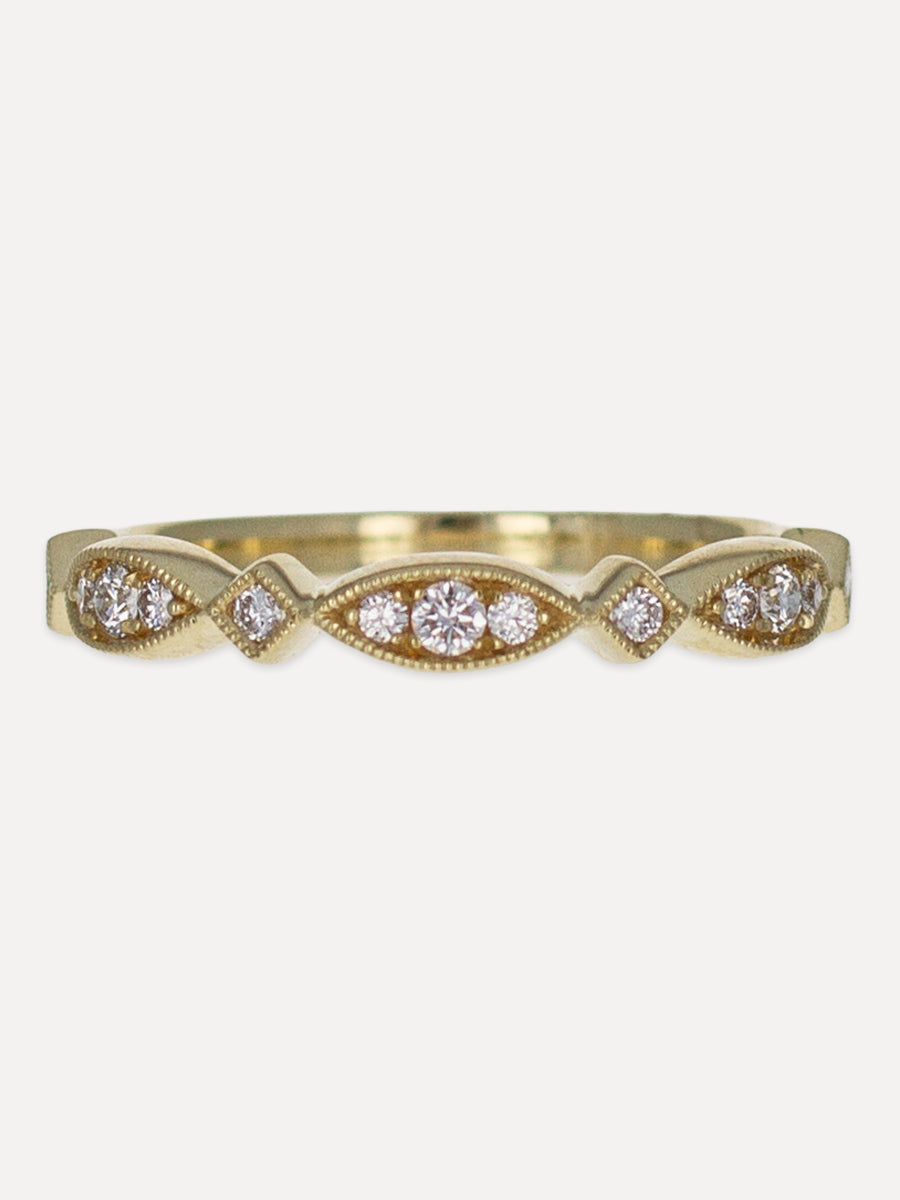 14K Heritage Diamond Vintage Milgrain Band
