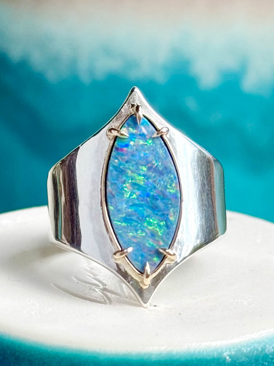 14K Gold & Silver Opal Oracle Ring
