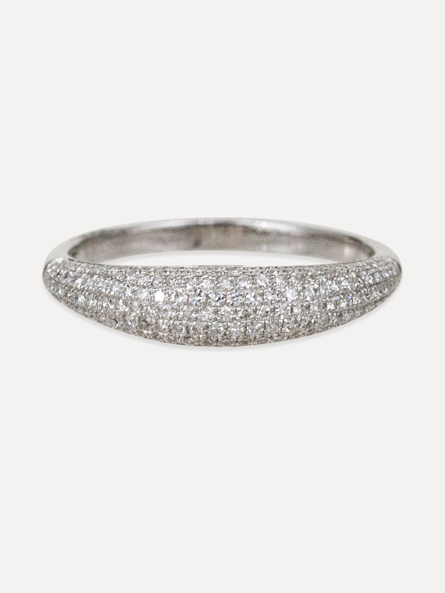 14K Pavé Diamond Tapered Dome Ring