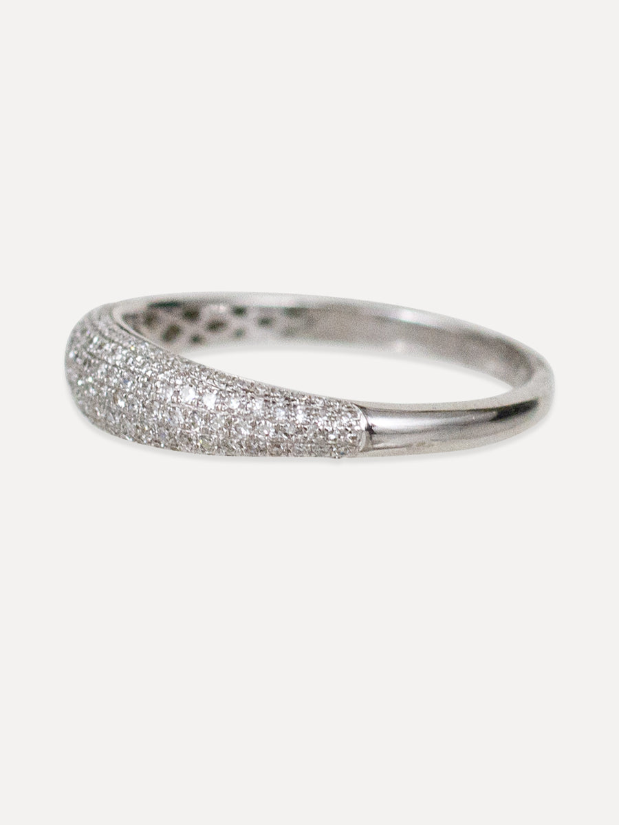 14K Pavé Diamond Tapered Dome Ring