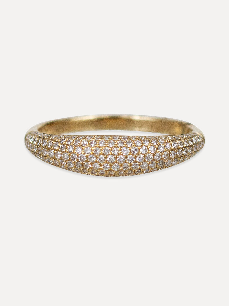 14K Pavé Diamond Tapered Dome Ring