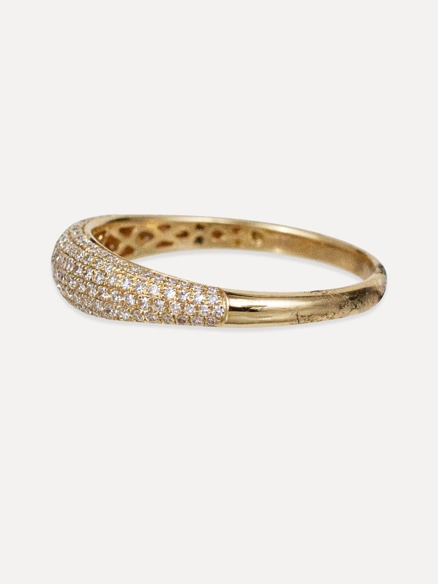 14K Pavé Diamond Tapered Dome Ring