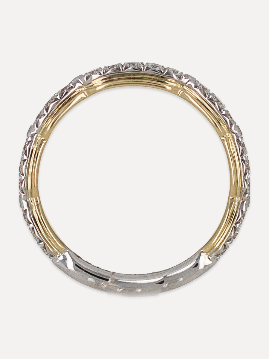 14K Pinched Pavé Diamond Two Tone Band