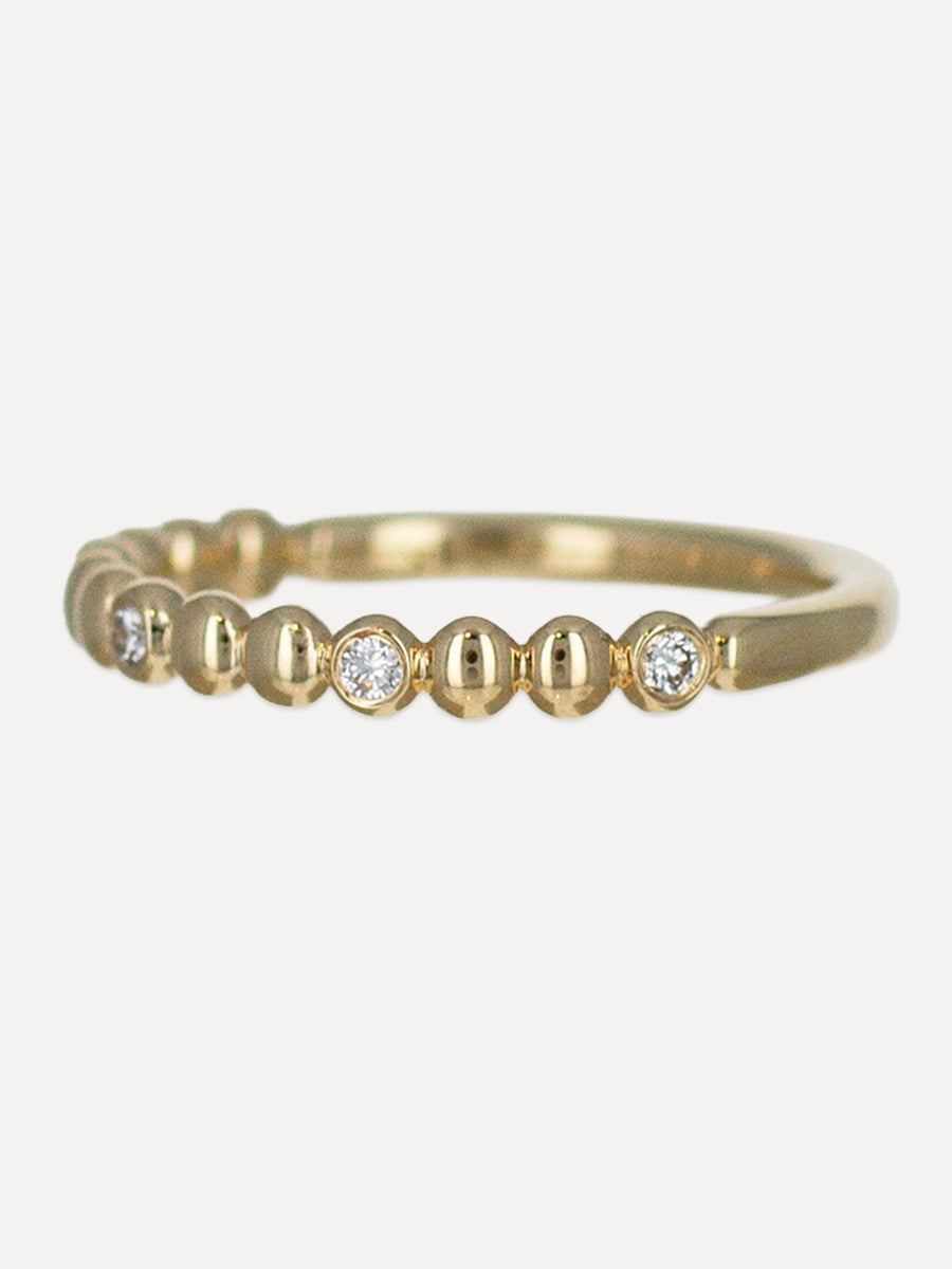 14K Alternating Bead & Diamond Band