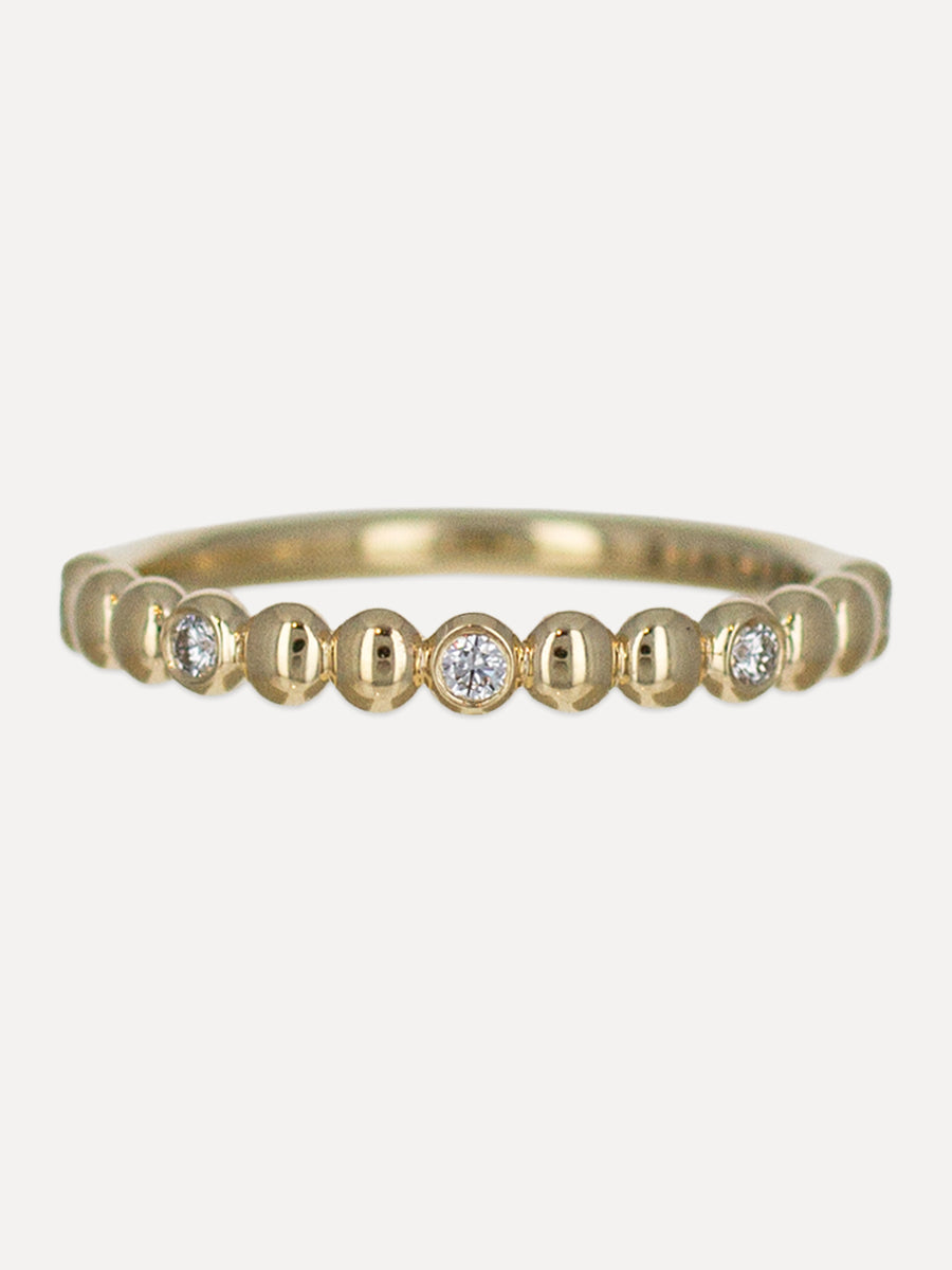 14K Alternating Bead & Diamond Band