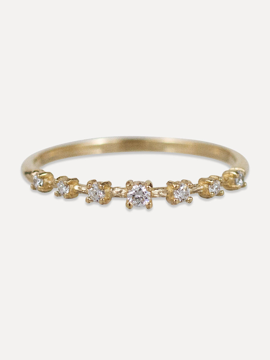 14K Seven Diamond Station Ring