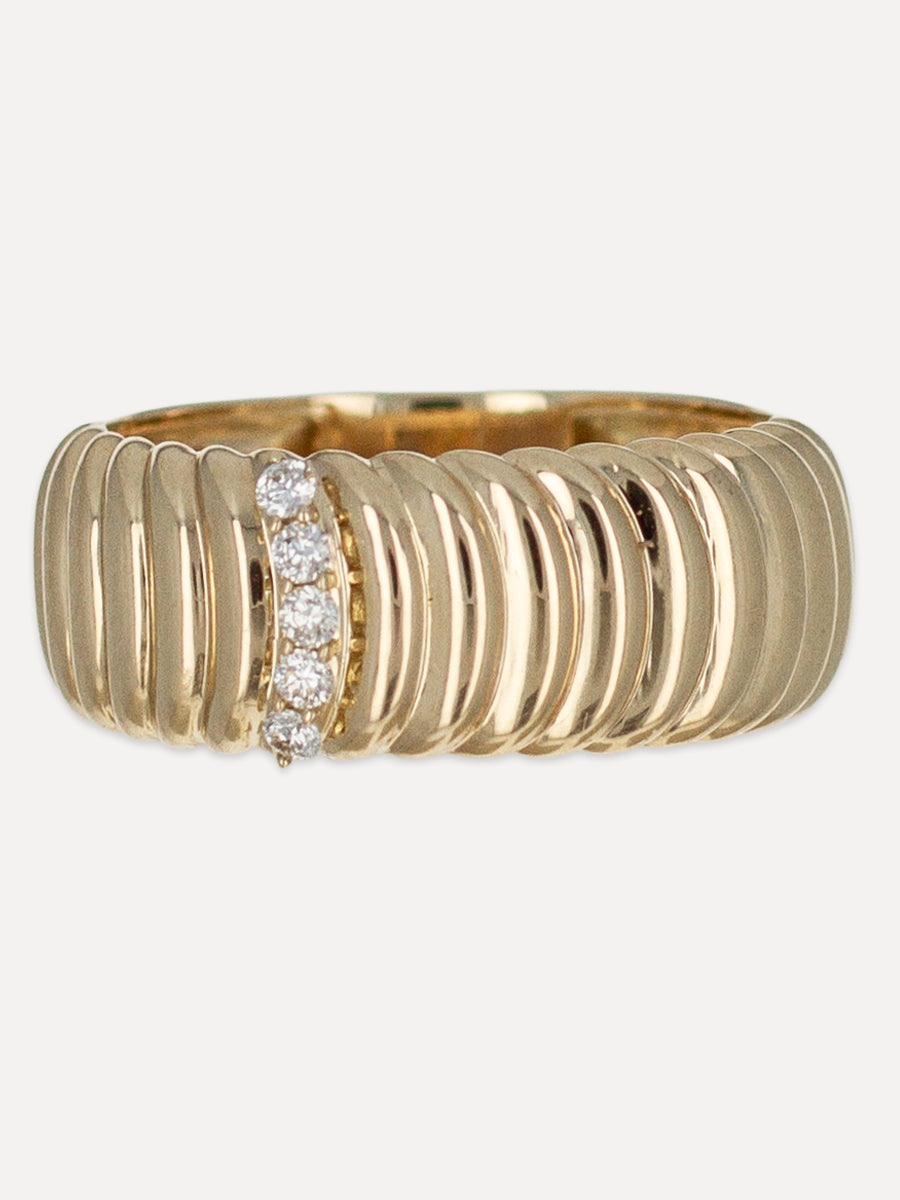14K Sculpted Dome Diamond Accent Band