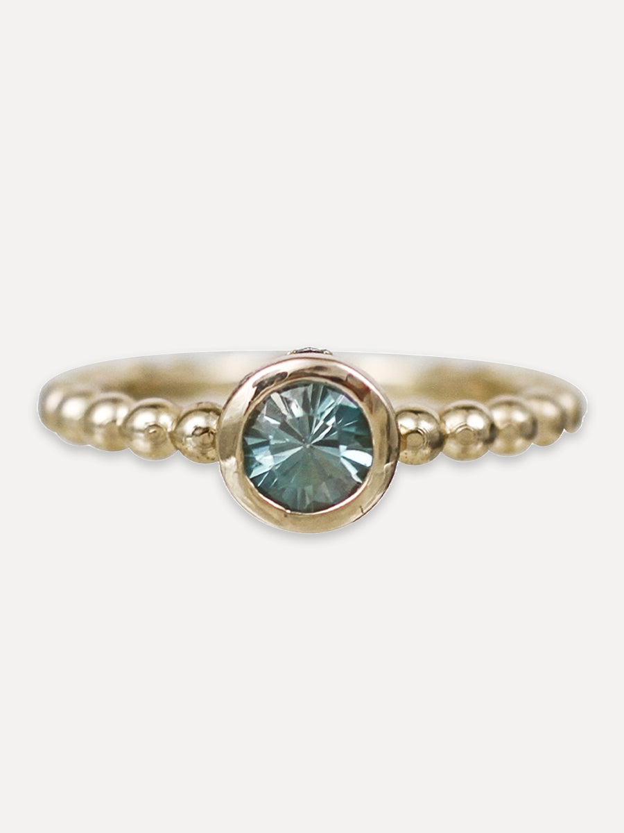 14K Beaded Stacking Band - Zircon