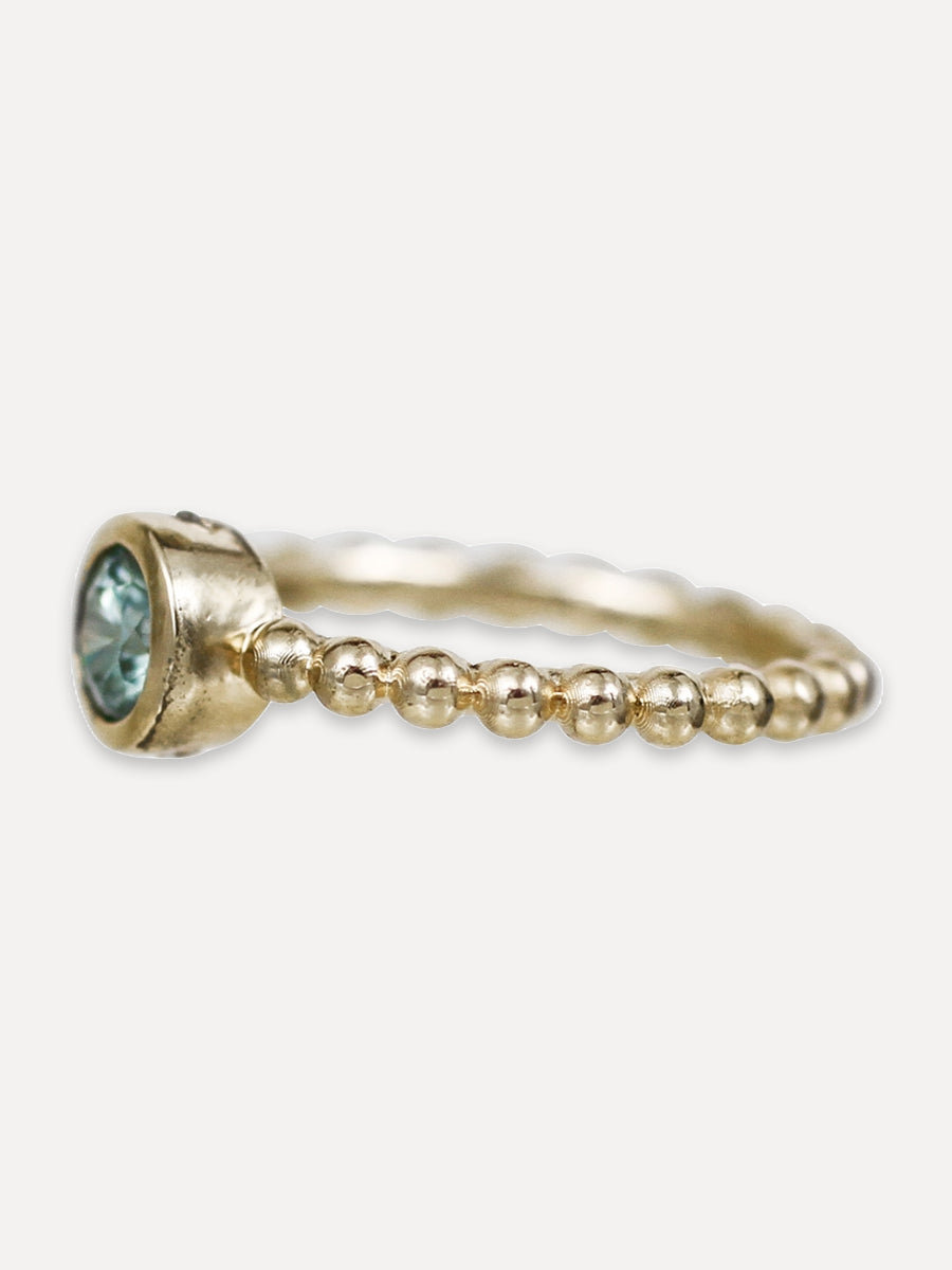 14K Beaded Stacking Band - Zircon
