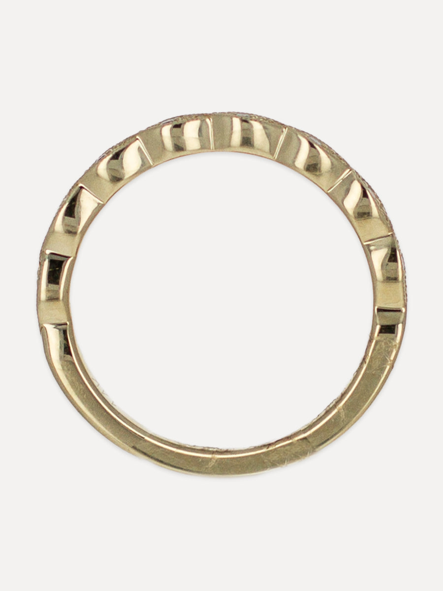 14K Twisted Marquise Diamond Milgrain Band