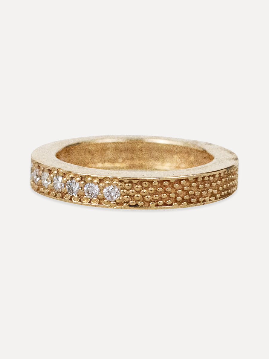 14K Puzzle Piece Beaded Band