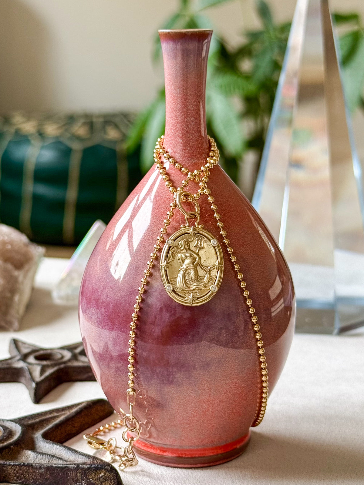 Aquarius Zodiac Cameo Charm