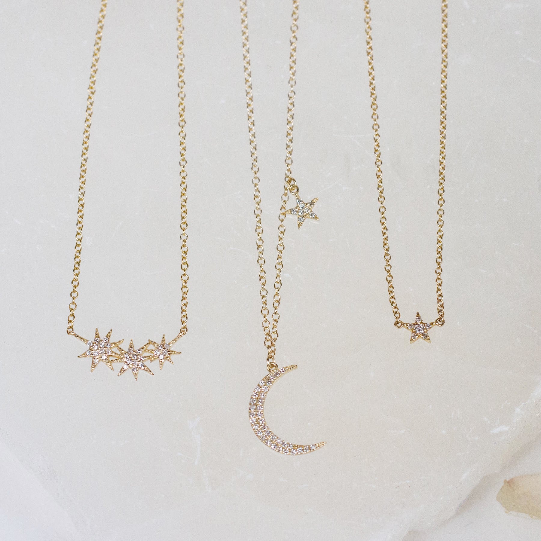 14K Diamond Moon & Star Necklace
