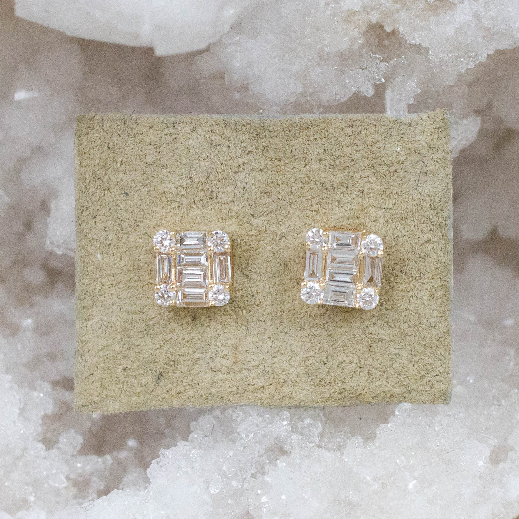 14K Diamond Multi-Baguette Posts