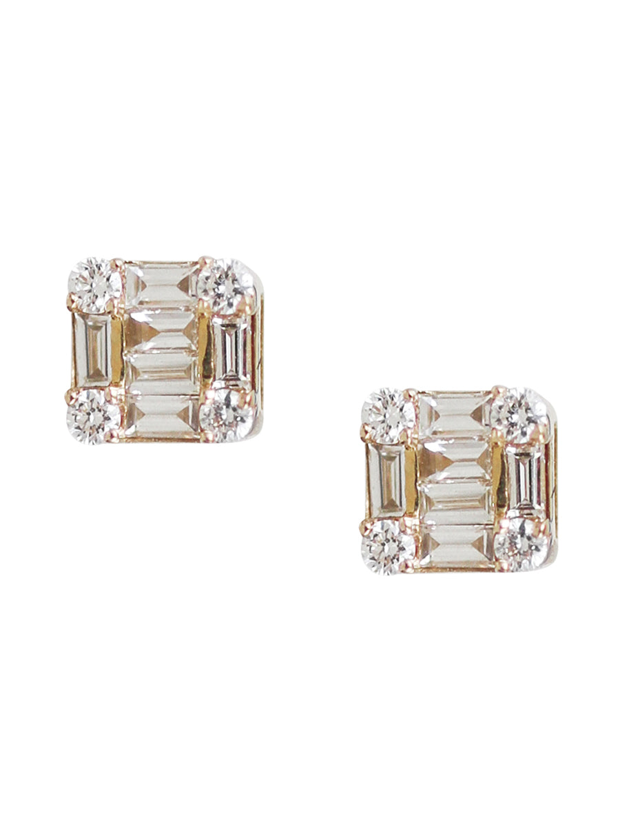14K Diamond Multi-Baguette Posts