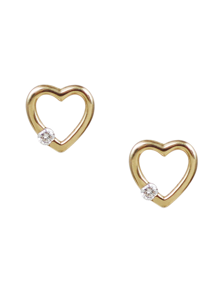 14K Diamond Micro Heart Stud