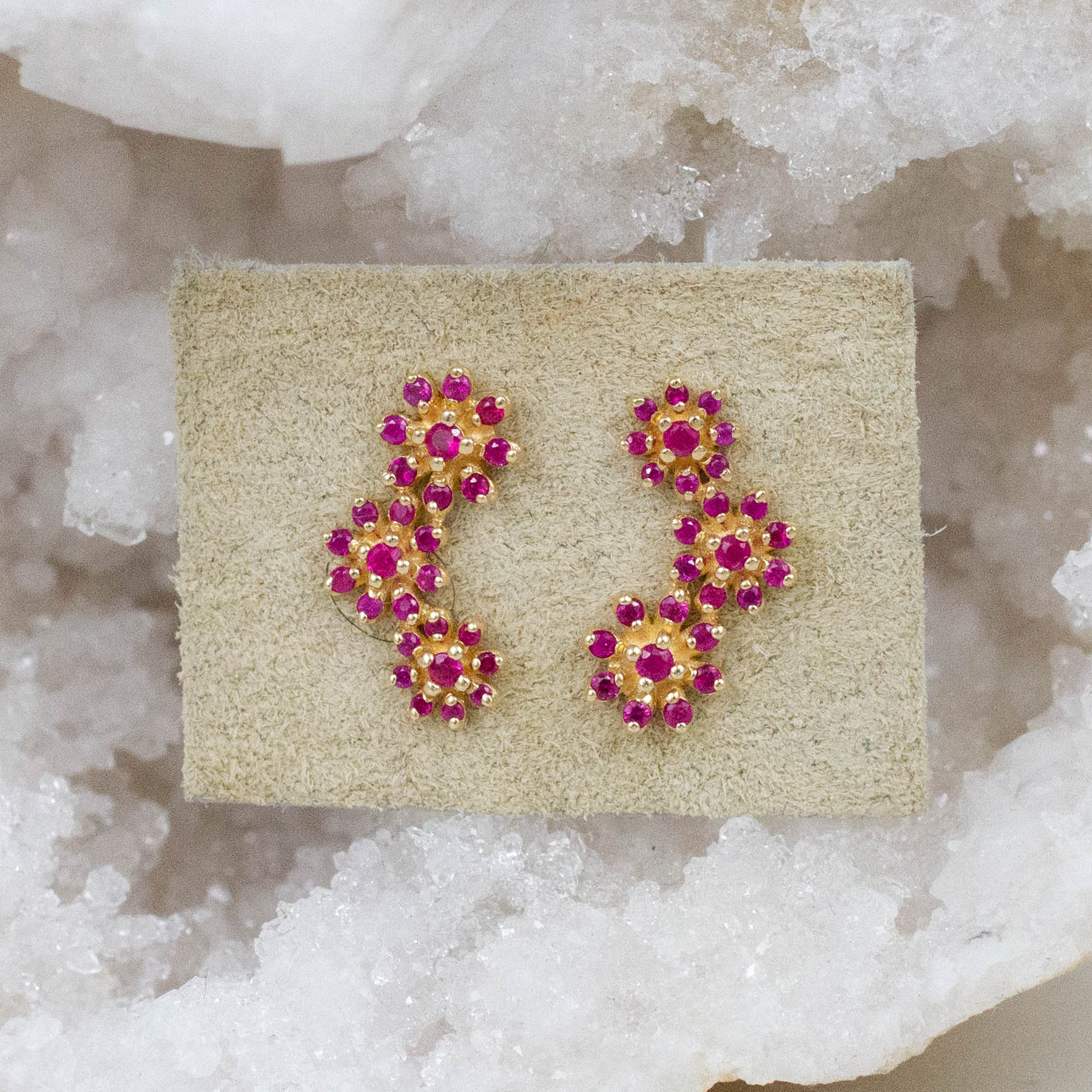 14K Ruby Flower Climber Posts