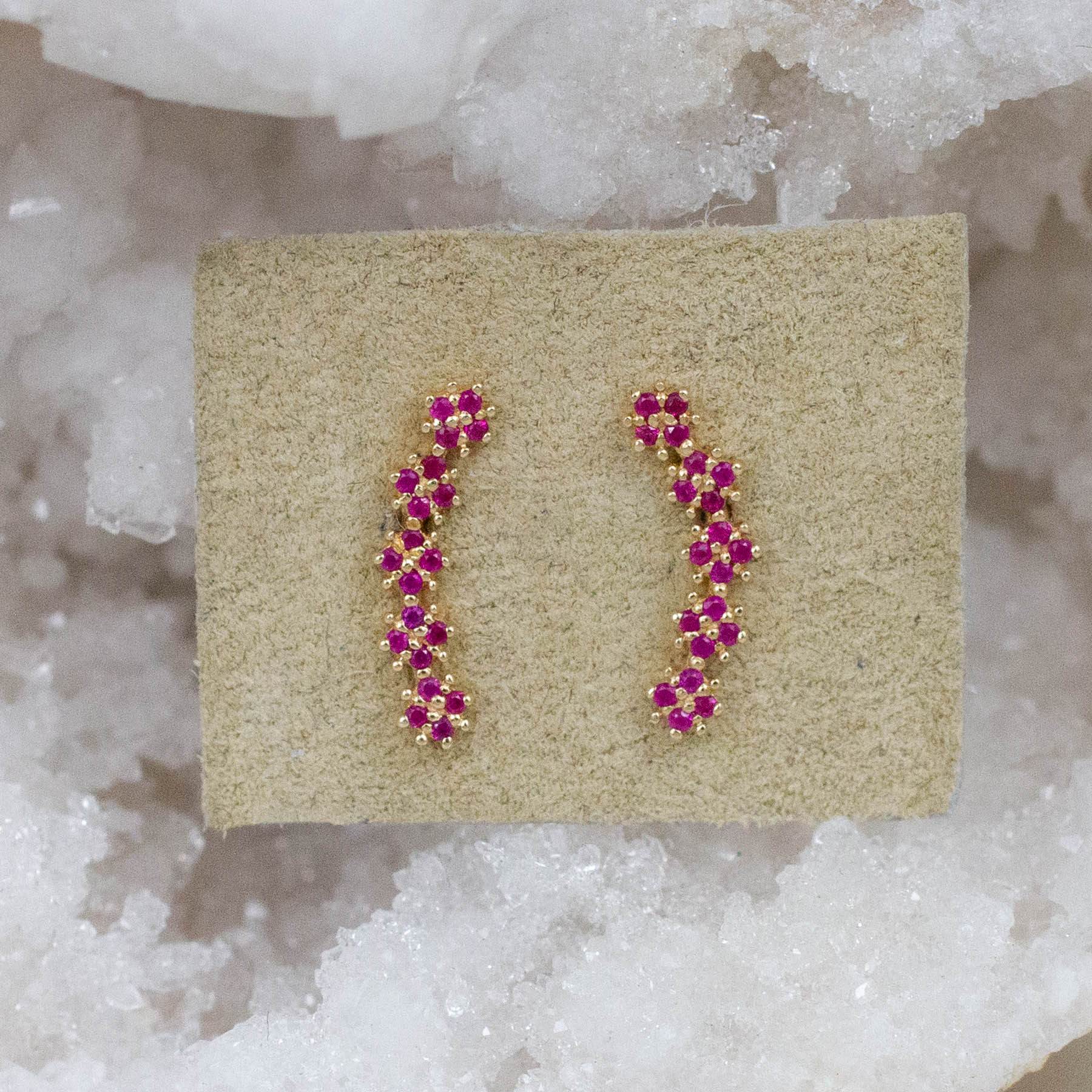 14K Ruby Flower Climber Posts
