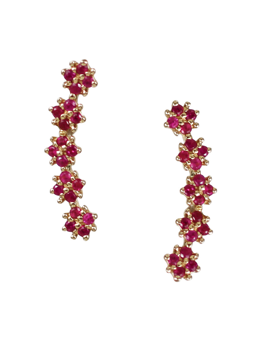 14K Ruby Flower Climber Posts