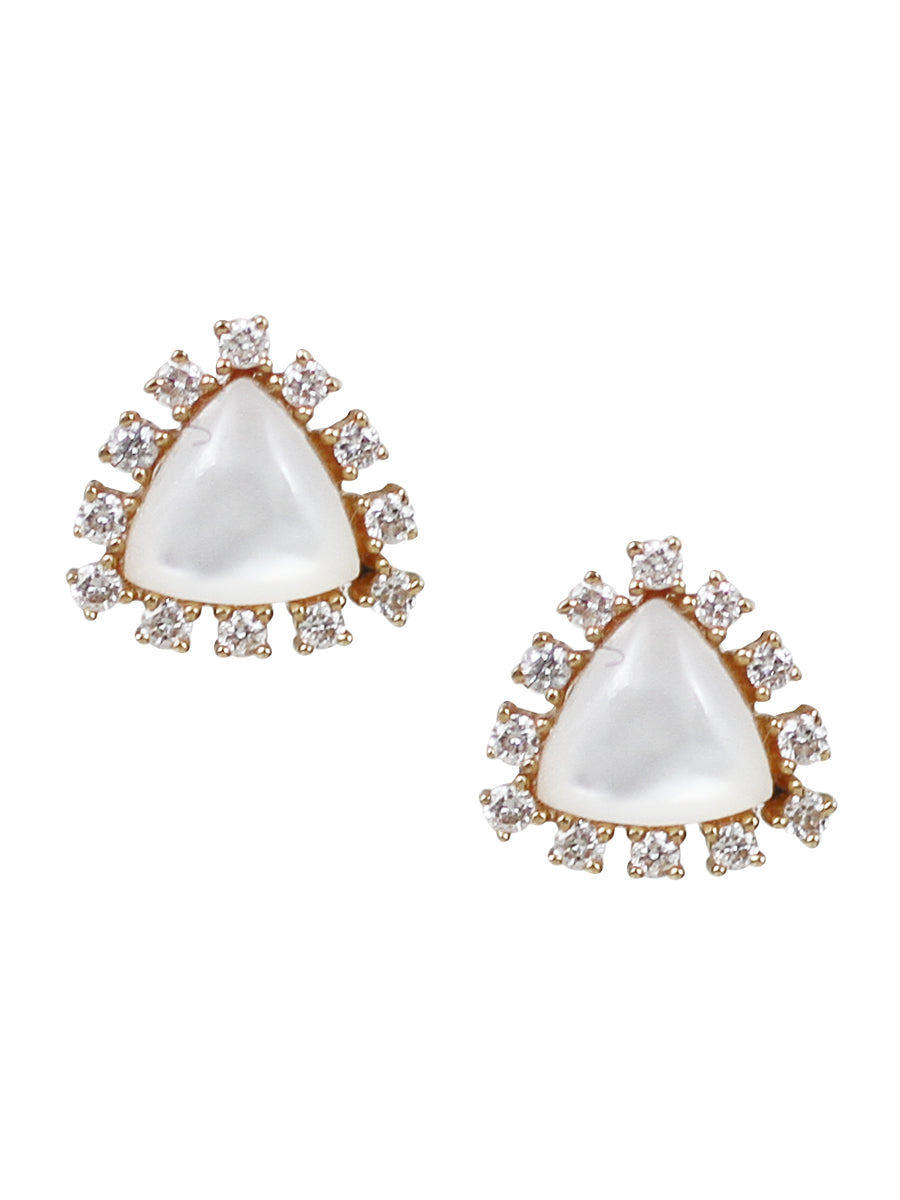 14K Diamond Mother of Pearl Posts