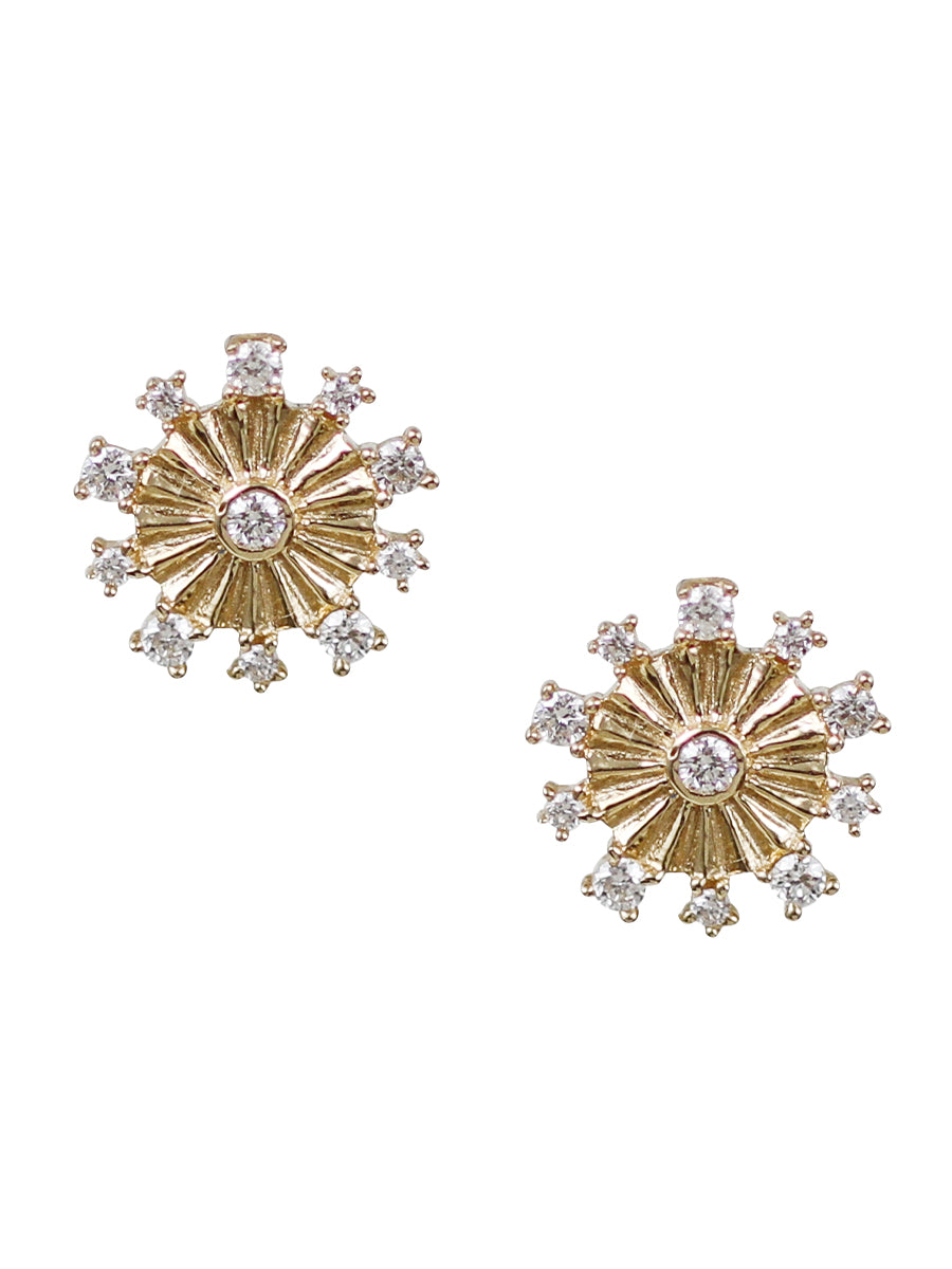 14K Diamond Deco Burst Posts