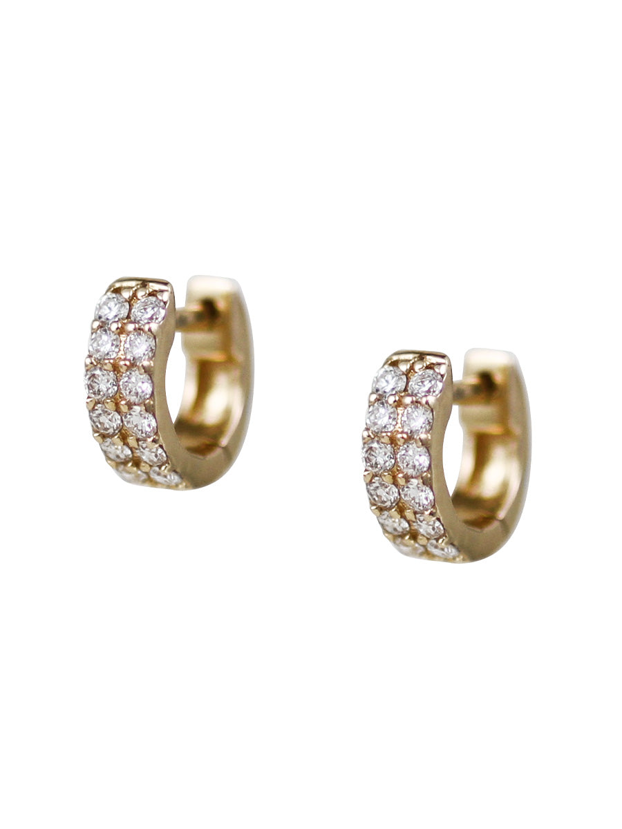 14K Diamond Micro-Pave Huggie Hoops