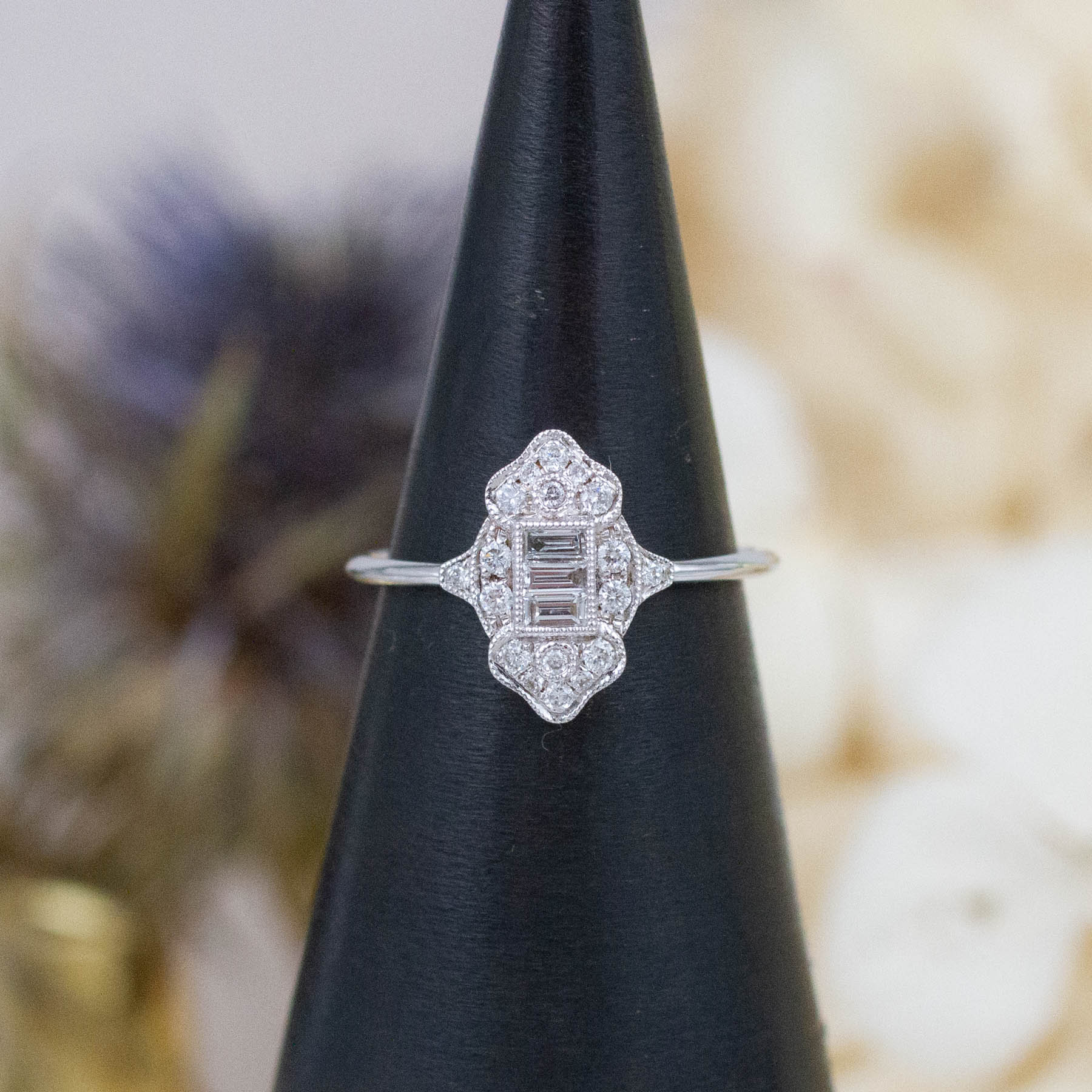 18K Diamond Deco Bridge Ring