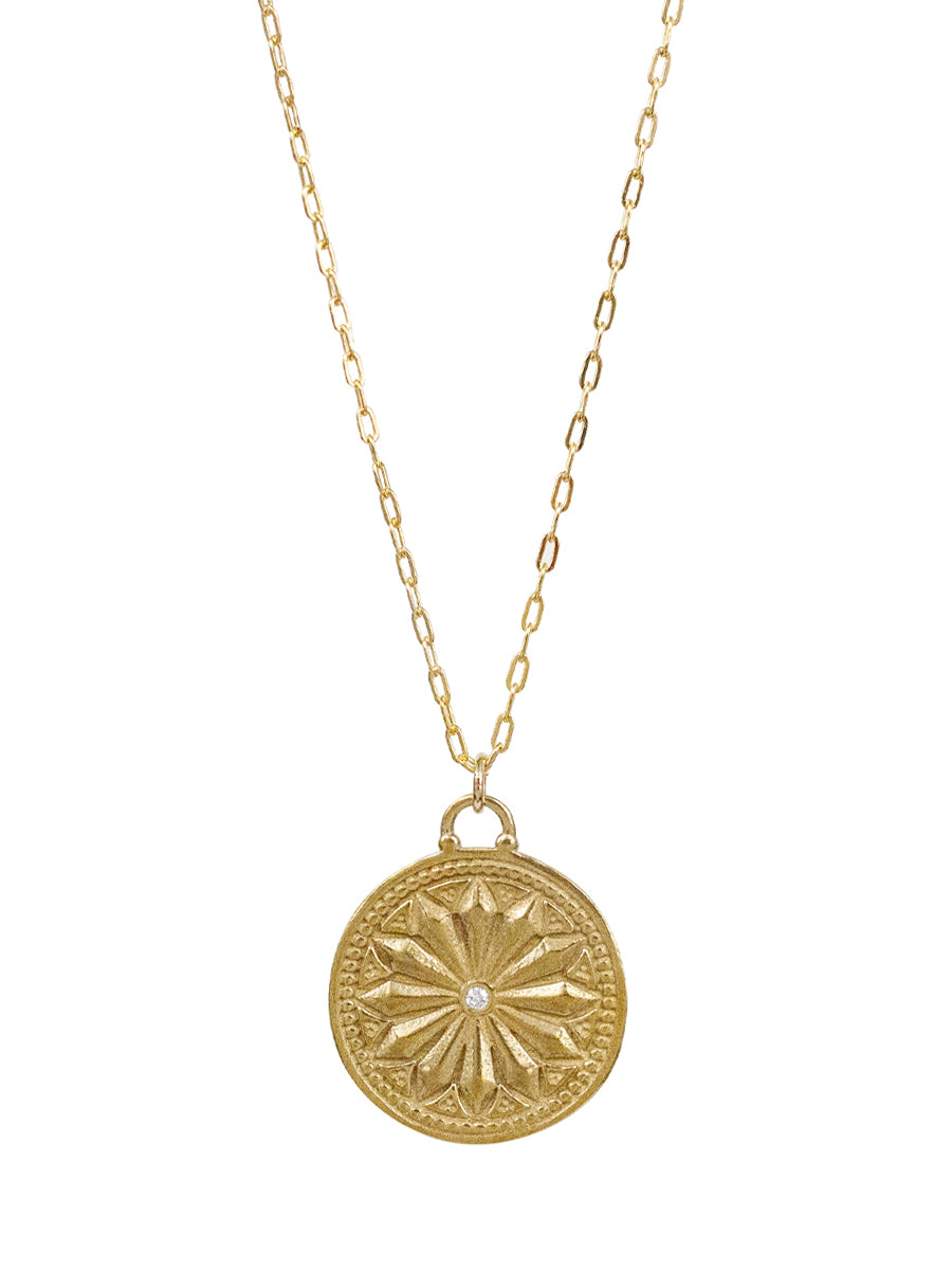 Sun Lotus Necklace- large "be resilient"