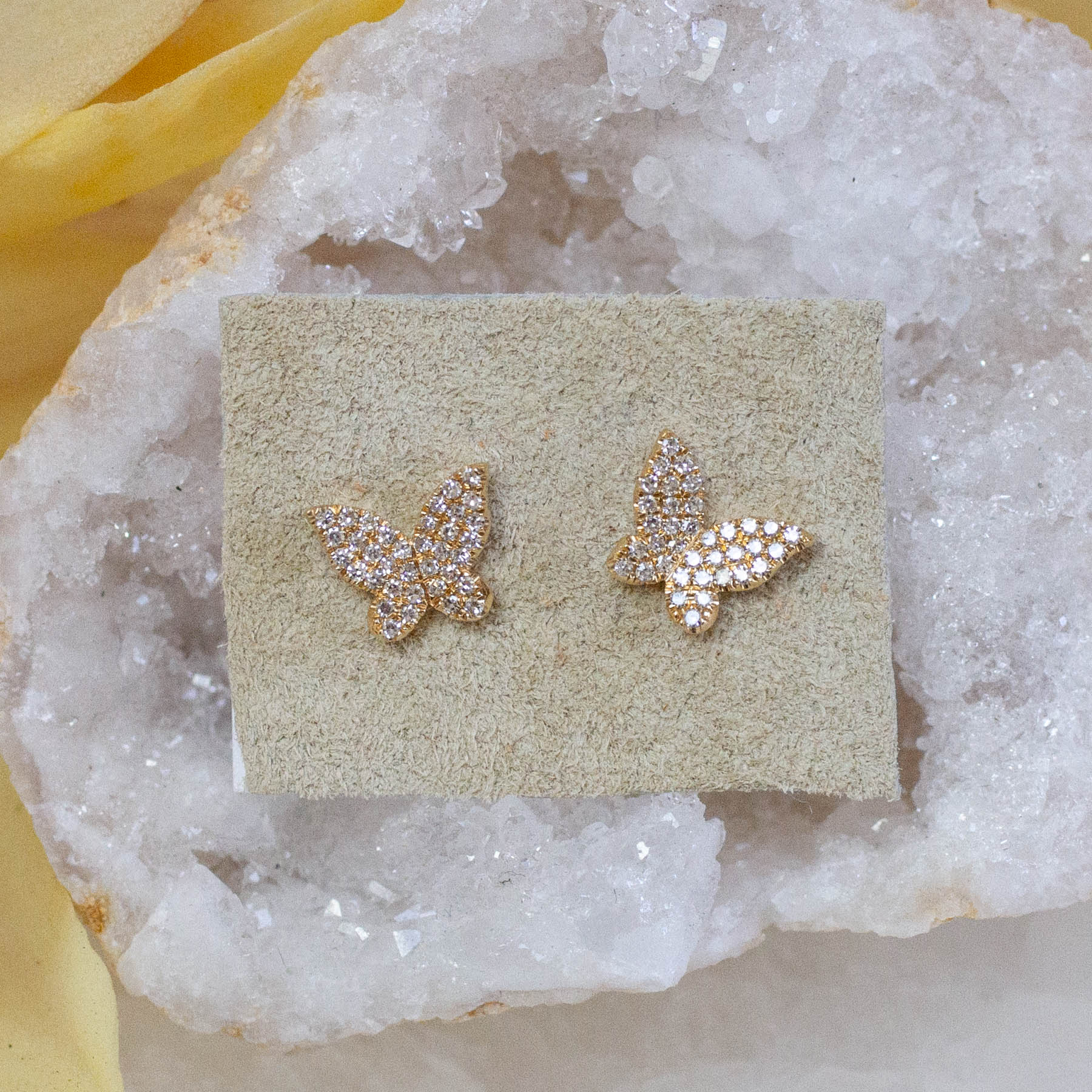 14K Diamond Butterfly Posts