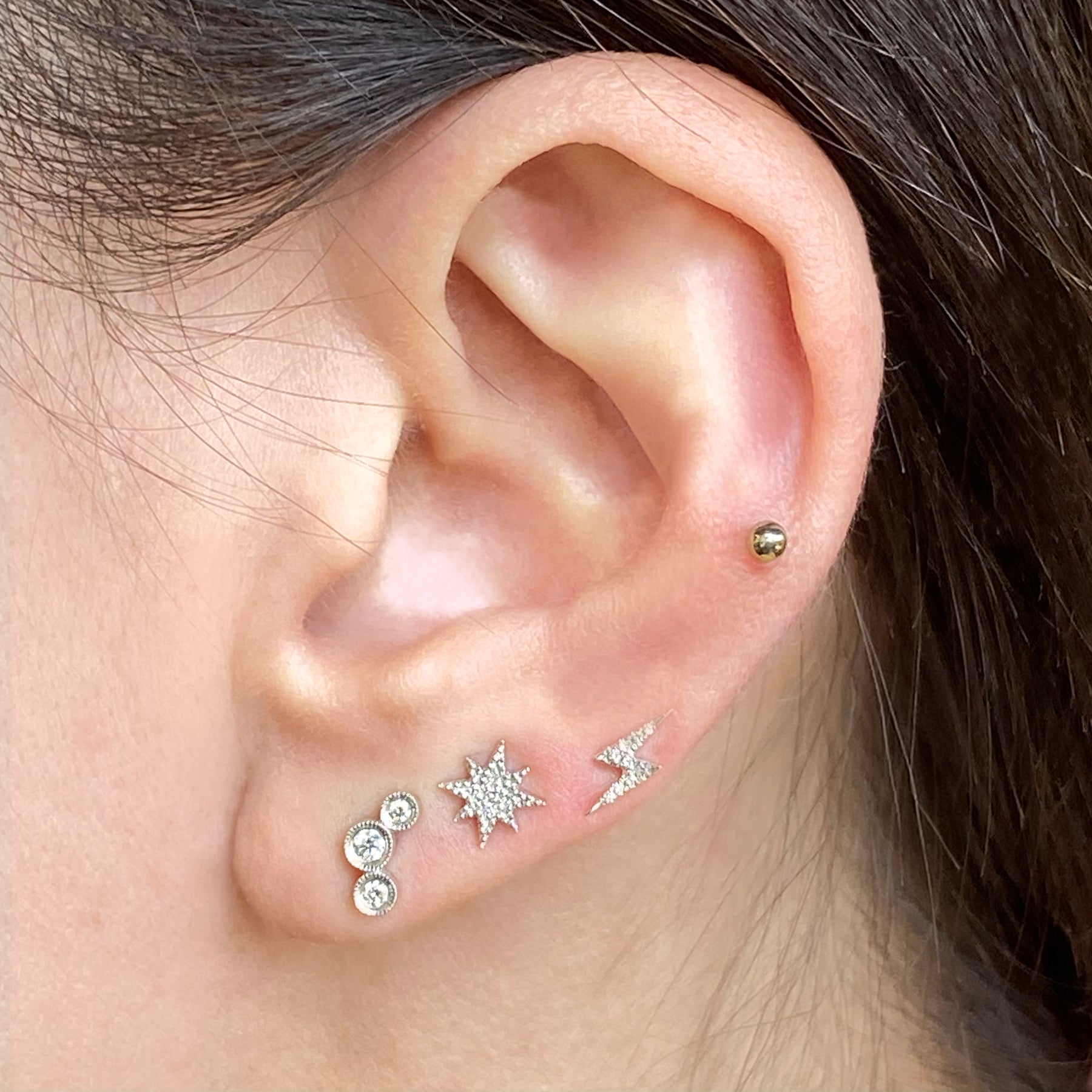 14K Diamond Lightning Bolt Posts