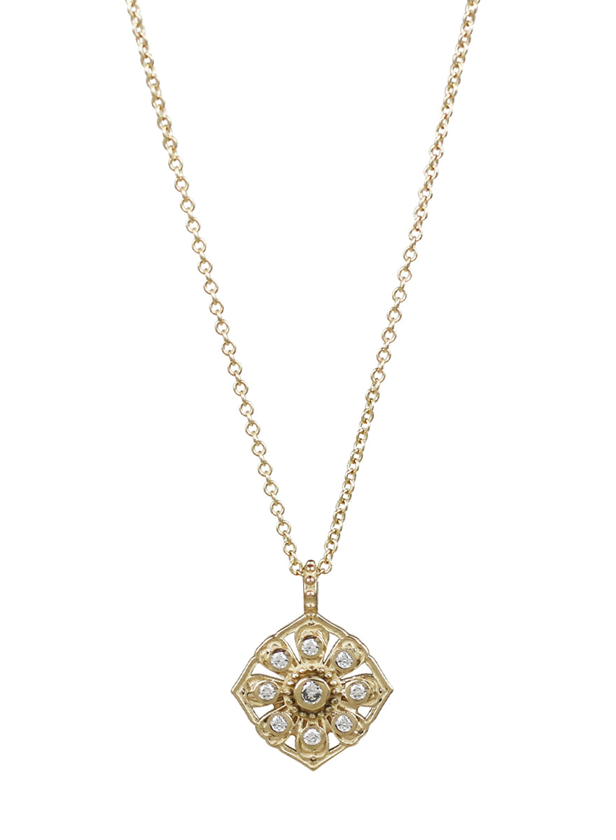 14K Diamond Mini Daisy Necklace