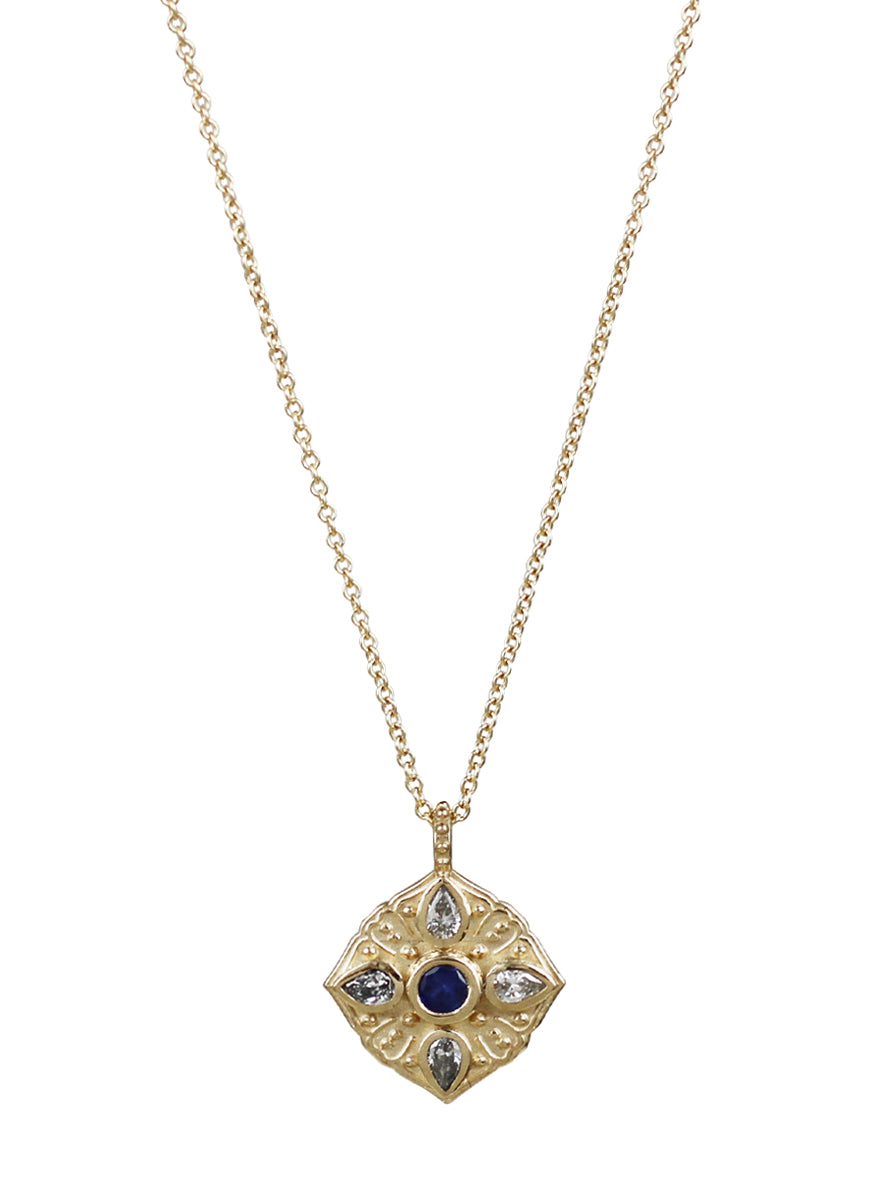 14K Diamond Flower Petal Necklace