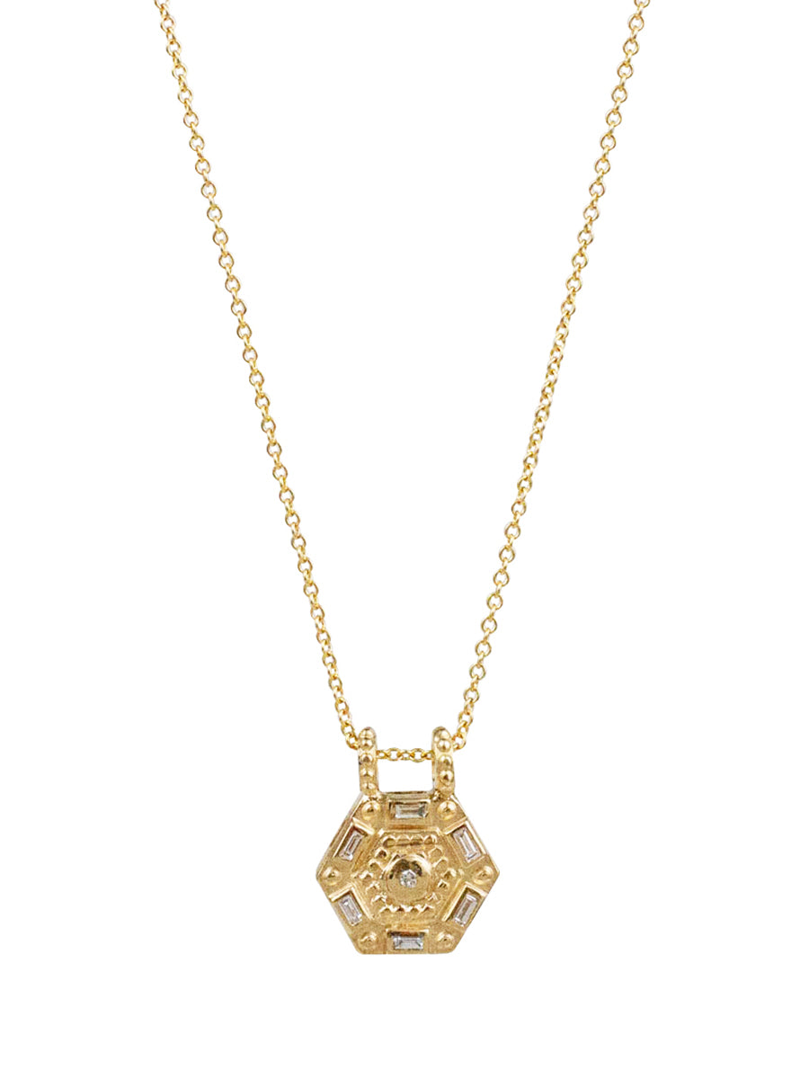 14K Mandala Diamond Necklace