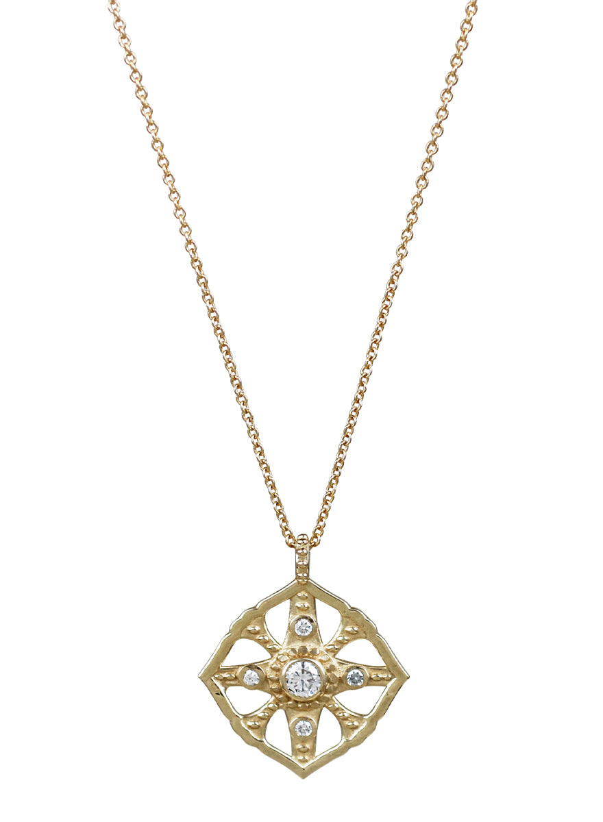 14K Diamond Lotus Star Necklace