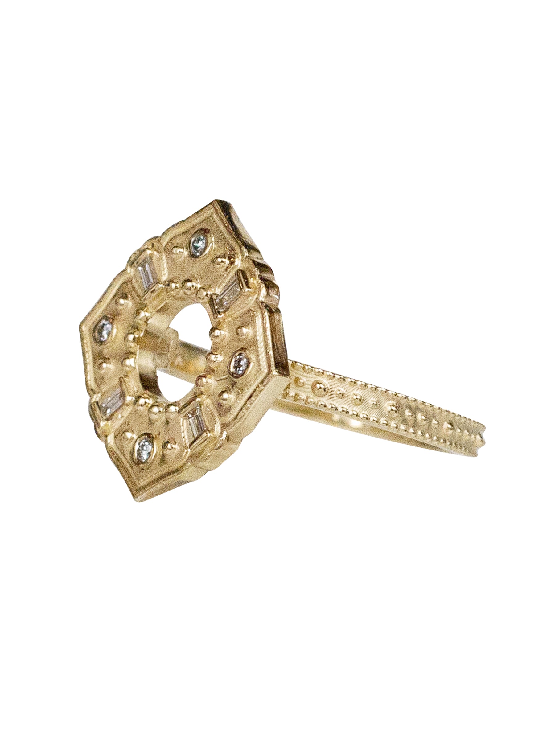 14K Baguette Anahata Diamond Ring