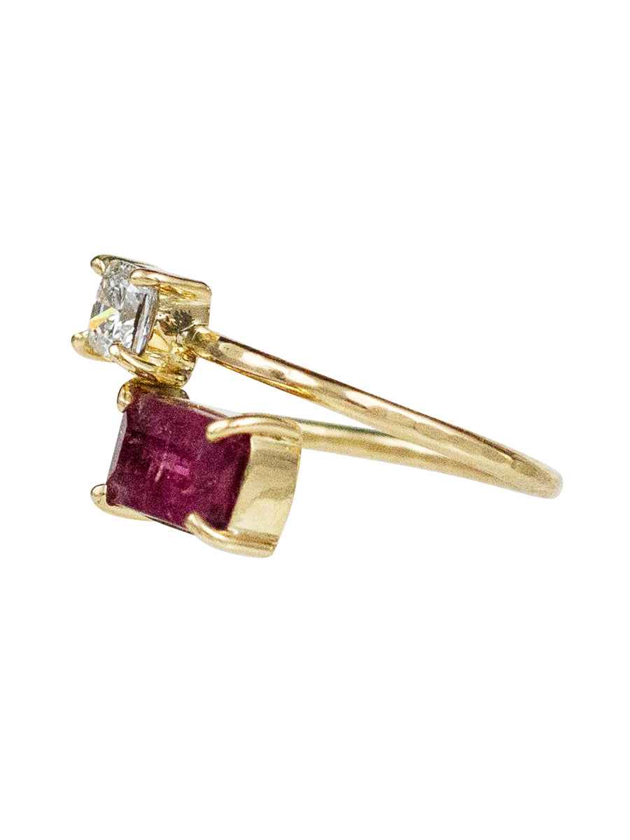18K Diamond & Tourmaline Sunset Ring
