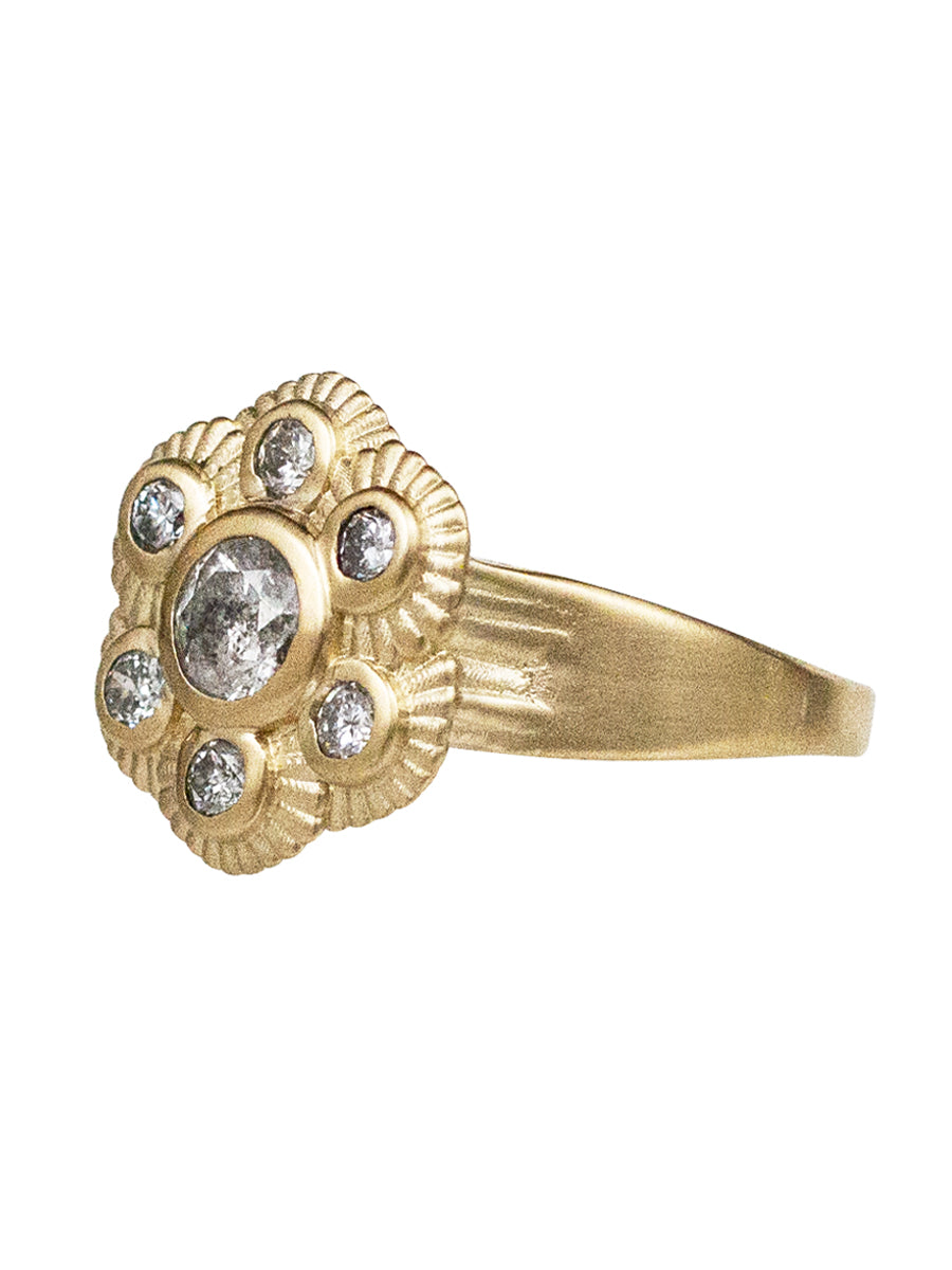 14K Diamond Venice Flower Ring